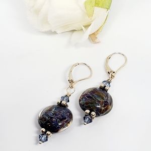Sterling Silver 925 Dangle Earrings with Glass Balls